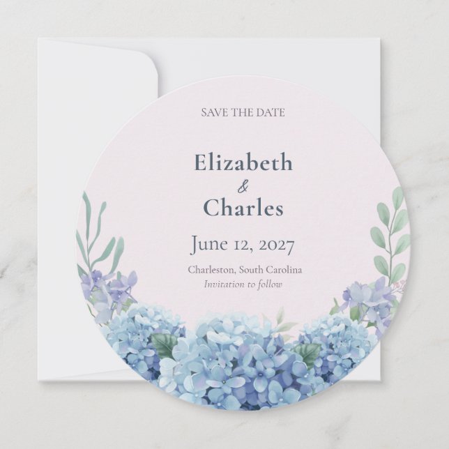 Blaue Hortensien-Garten-Save-the-Date Save The Date (Vorderseite)