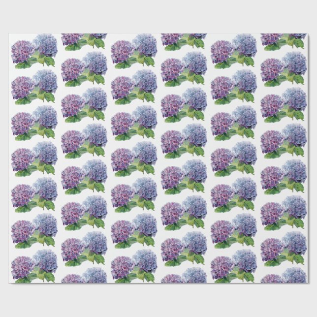Blaue Hortensien Geschenkpapier (Flach)