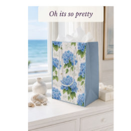 Blaue Hortensien-Geschenktasche | Hochzeit & Braut Mittlere Geschenktüte