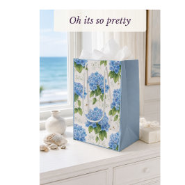 Blaue Hortensien-Geschenktasche | Hochzeit & Braut Mittlere Geschenktüte