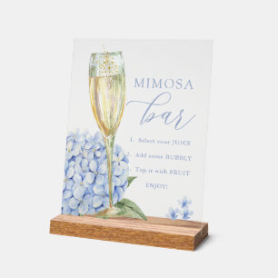 Blaue Hortensien & Goldglas Mimosa-Bar Acrylschild