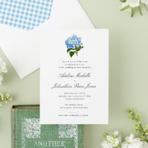 Blaue Hortensien-Grandmillennial-Hochzeit Einladung