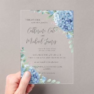 Blaue Hortensien Hochzeit Acryleinladungen