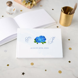 Blaue Hortensien Hochzeit Blumen Gästebuch