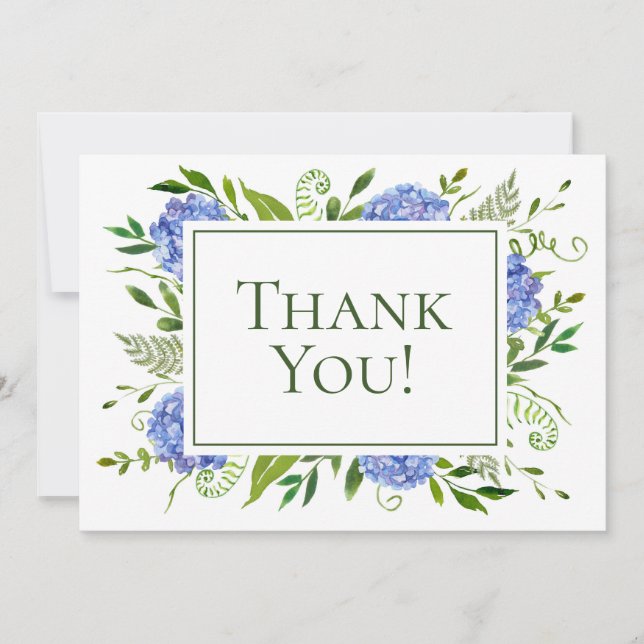Blaue Hortensien Hochzeit  Dankeskarte (Vorderseite)