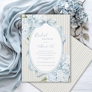 Blaue Hortensien-Hochzeit in Salbeigrün und Whimsi Einladung