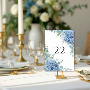 Blaue Hortensien Hochzeit Tischnummer