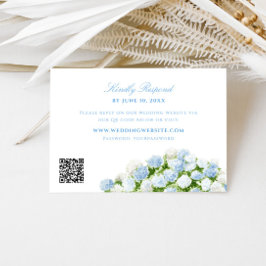 Blaue Hortensien-Hochzeits-QR-Code-RSVP Begleitkarte