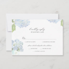 Blaue Hortensien Hochzeitsantwortkarte RSVP Karte