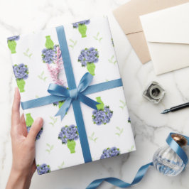 Blaue Hortensien-Hochzeitsdusche Küstenmuster Geschenkpapier