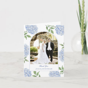 Blaue Hortensien Klassisches Hochzeitsfoto Danke Karte