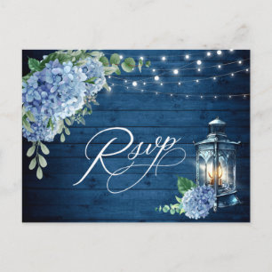 Blaue Hortensien-Laterne Holz RSVP Essensauswahl Postkarte