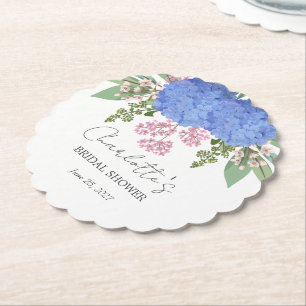 Blaue Hortensien Moderne Florale Brautparty Untersetzer