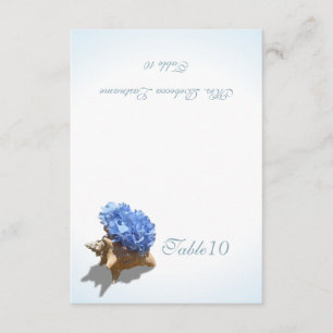 Blaue Hortensien-Muschel-Platzkarte Einladung