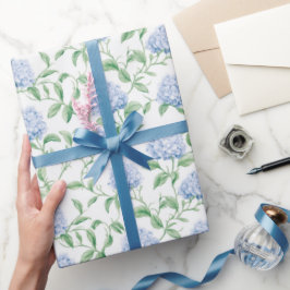 Blaue Hortensien-Muster Wasserfarbe-Floral-Botanik Geschenkpapier