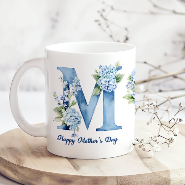Blaue Hortensien Muttertags-Kaffeetasse Kaffeetasse (Von Creator hochgeladen)