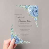 Blaue Hortensien Quinceañera-Feier 15