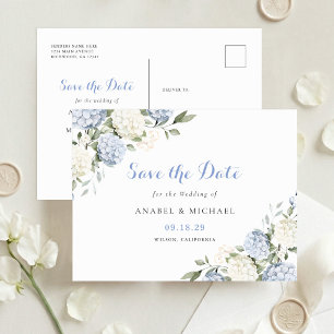Blaue Hortensien-Save-the-Date-Einladungskarte Pos Ankündigungspostkarte