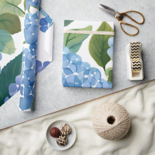 Blaue Hortensien   Schöner blühender Strauch Geschenkpapier
