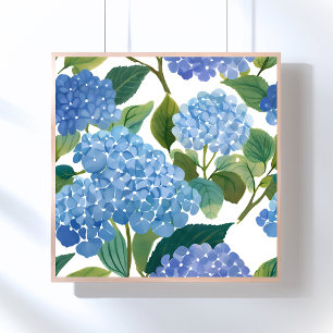 Blaue Hortensien   Schöner blühender Strauch Poster