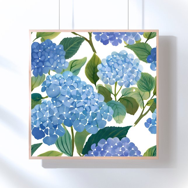 Blaue Hortensien | Schöner blühender Strauch Poster (Von Creator hochgeladen)