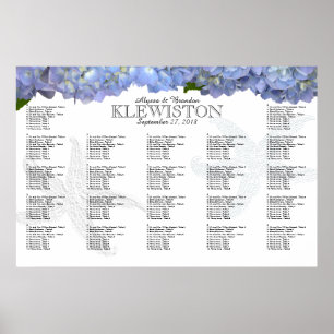 Blaue Hortensien-Seestern-Sitzplan Poster