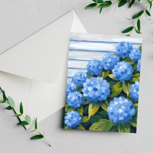 Blaue Hortensien Sträucher Florale Malerei Karte