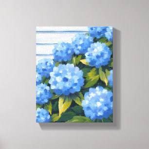 Blaue Hortensien Sträucher Florale Malerei Leinwanddruck