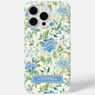 Blaue Hortensien-Wasserfarben-Monogramm Case-Mate iPhone Hülle
