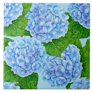 Blaue Hortensien-Wasserfarbenmuster Fliese