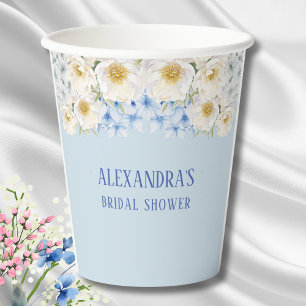 Blaue Hortensien Weiße Blumen Garten Brautparty Pappbecher