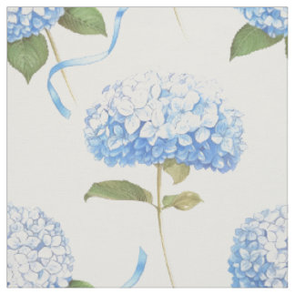 Blaue Hortensienband-Blumenmuster Stoff