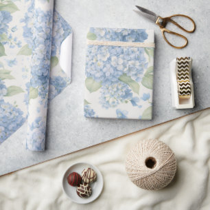 Blaue Hortensienblumen   Elegante Geschenkverpacku Geschenkpapier