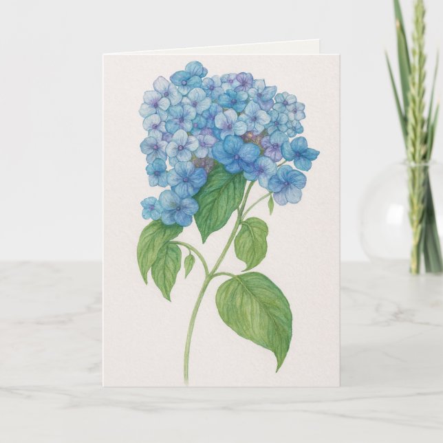 Blaue Hortensienblüte | Aquarell Karte (Vorderseite)