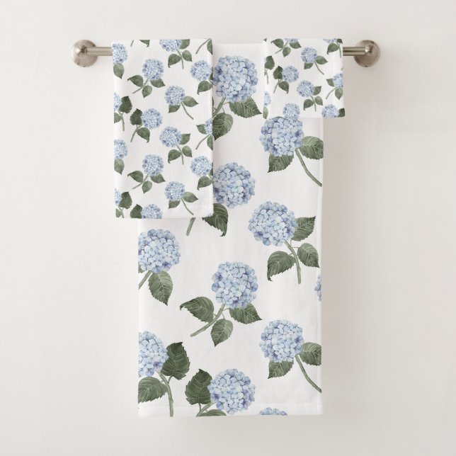 Blaue Hortensienblüte  Badhandtuch Set (Insitu)