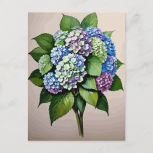 Blaue Hortensienblüte im Vintage-Stil Postkarte