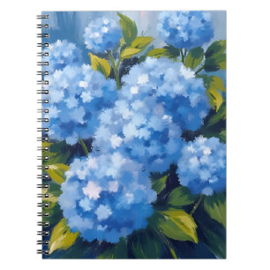 Blaue Hortensienblüten Aquarell Blumen Notizblock