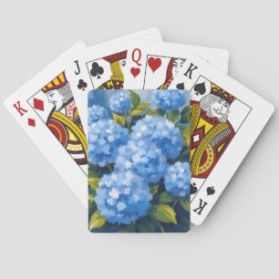 Blaue Hortensienblüten Aquarell Blumen Spielkarten