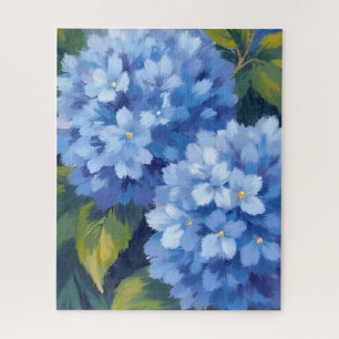 Blaue Hortensienblüten   Blumen-Aquarellmalerei