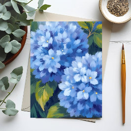 Blaue Hortensienblüten | Blumen-Aquarellmalerei Postkarte