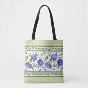 Blaue Hortensienblüten Botanische Kunstgestaltung Tasche