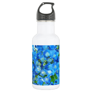 Blaue Hortensienblüten. Florale Fotografie. Trinkflasche