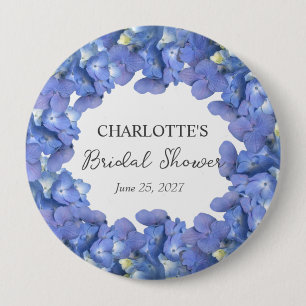 Blaue Hortensienblüten Personalisierte Brautparty Button