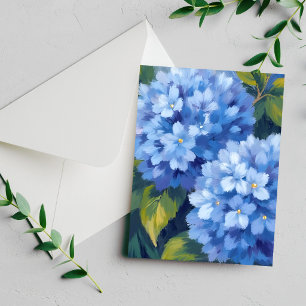 Blaue Hortensienblüten   Wasserfarben-Blumenkarte