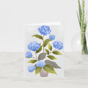 Blaue Hortensienpflanze   Schöne Florale Aquarellm Karte
