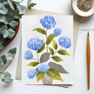 Blaue Hortensienpflanze Schöne florale Wasserfar Postkarte