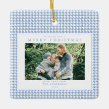 Blaue Houndstooth-Weihnachtsfoto