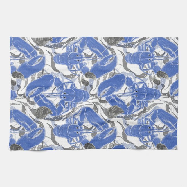 Blaue Hummer an der Küste Geschirrtuch (Horizontal)
