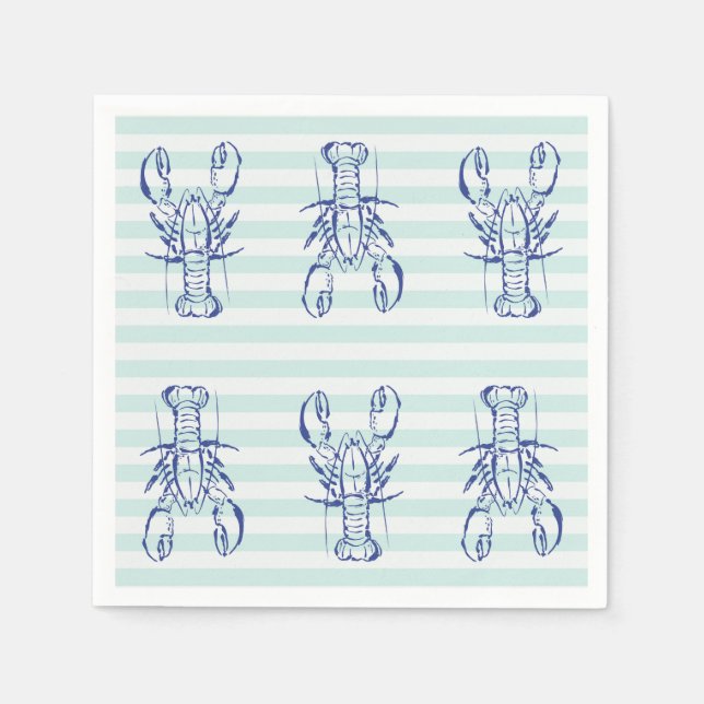 Blaue Hummer Serviette (Vorderseite)