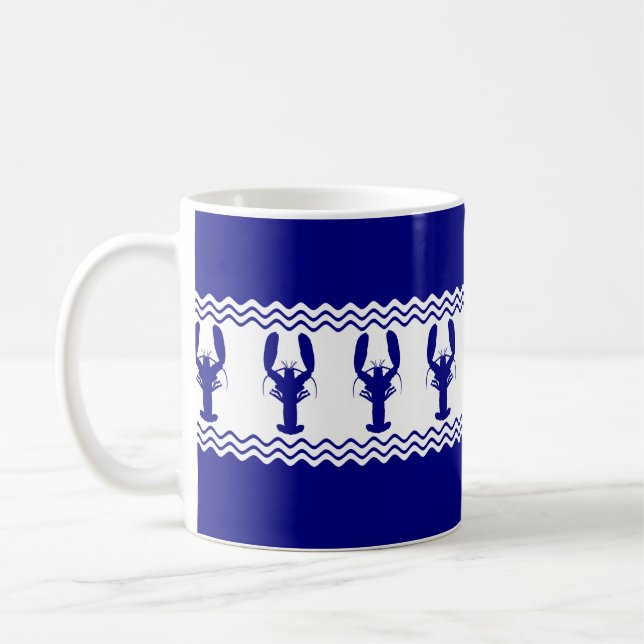 Blaue Hummer-Streifen Kaffeetasse (Links)